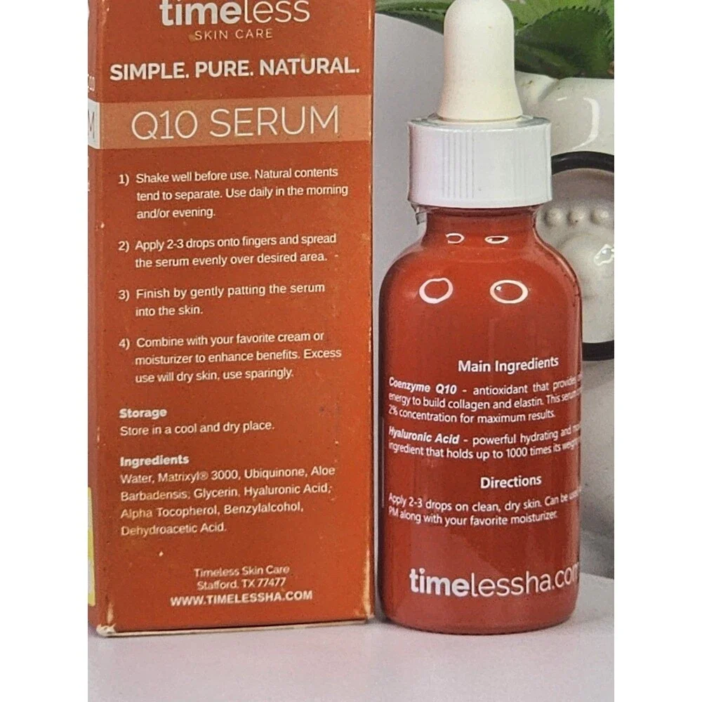 Timeless Coenzyme Q10 Serum Hyaluronic Acid & Matrixyl 3000 NIB Sealed 30ml